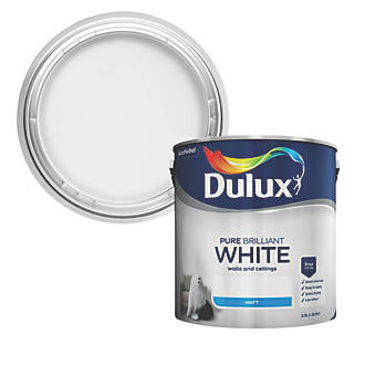 Dulux Matt Emulsion Paint Pure Brilliant White 2 5ltr Emulsion
