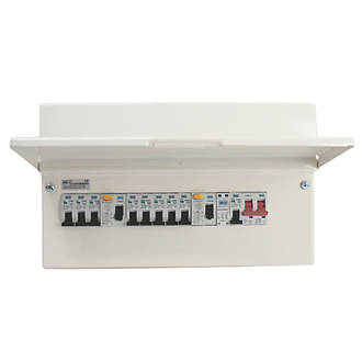 BRITISH GENERAL 16-MODULE 10-WAY POPULATED HIGH INTEGRITY DUAL RCD CONSUMER UNIT 