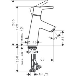 Hansgrohe Talis S 81 Chrome 179mm Standard Lever Mono Basin Mixer Tap  With Pop-Up Waste