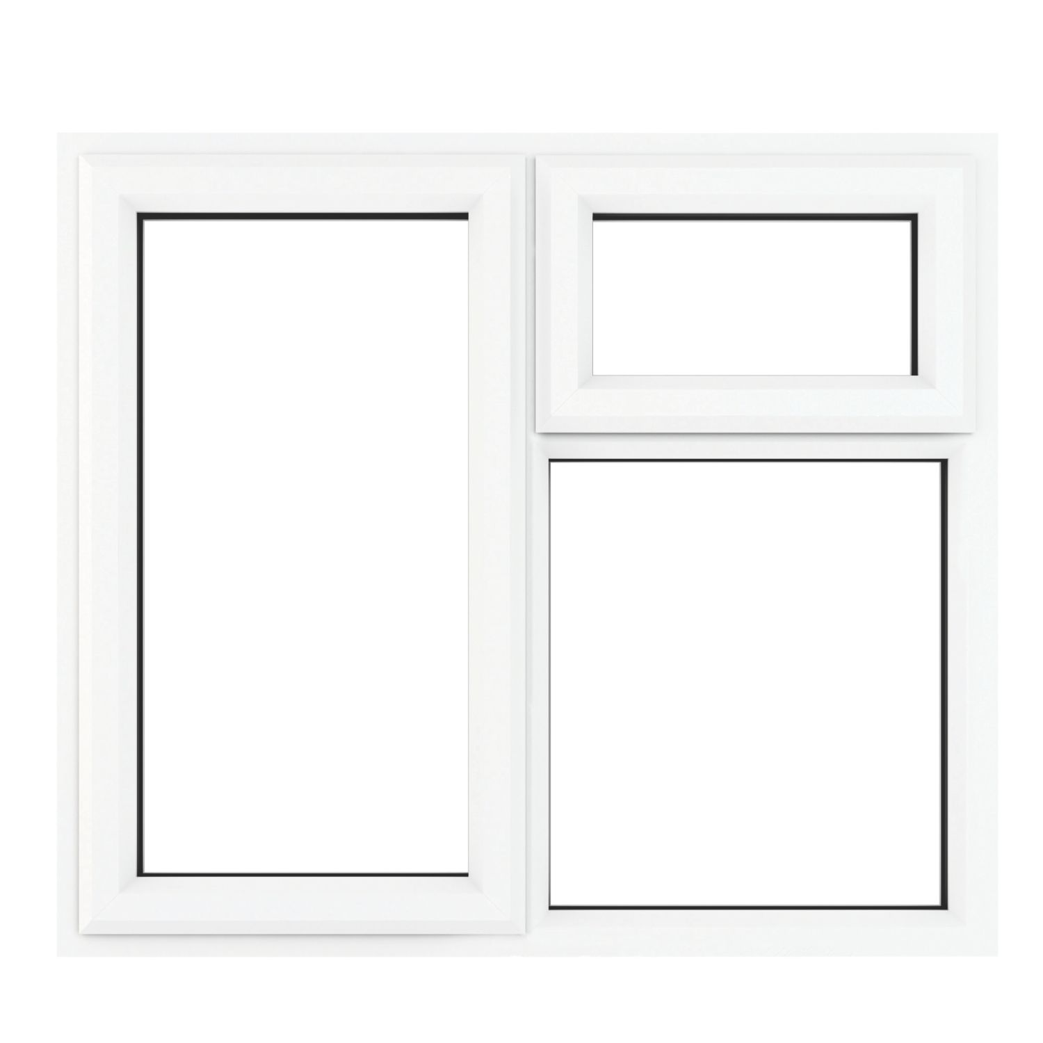 Crystal Left-Hand & Top Opening Clear Double-Glazed Casement White uPVC Window 1190mm x 1190mm (100JP)