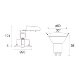 4lite WiZ Connected Fixed  Fire Rated LED Smart Downlight Polished Chrome 4.9W 345lm