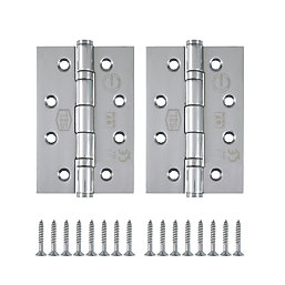 Smith & Locke  Polished Stainless Steel Grade 7 Fire Rated Ball Bearing Door Hinges 102mm x 67mm 2 Pack