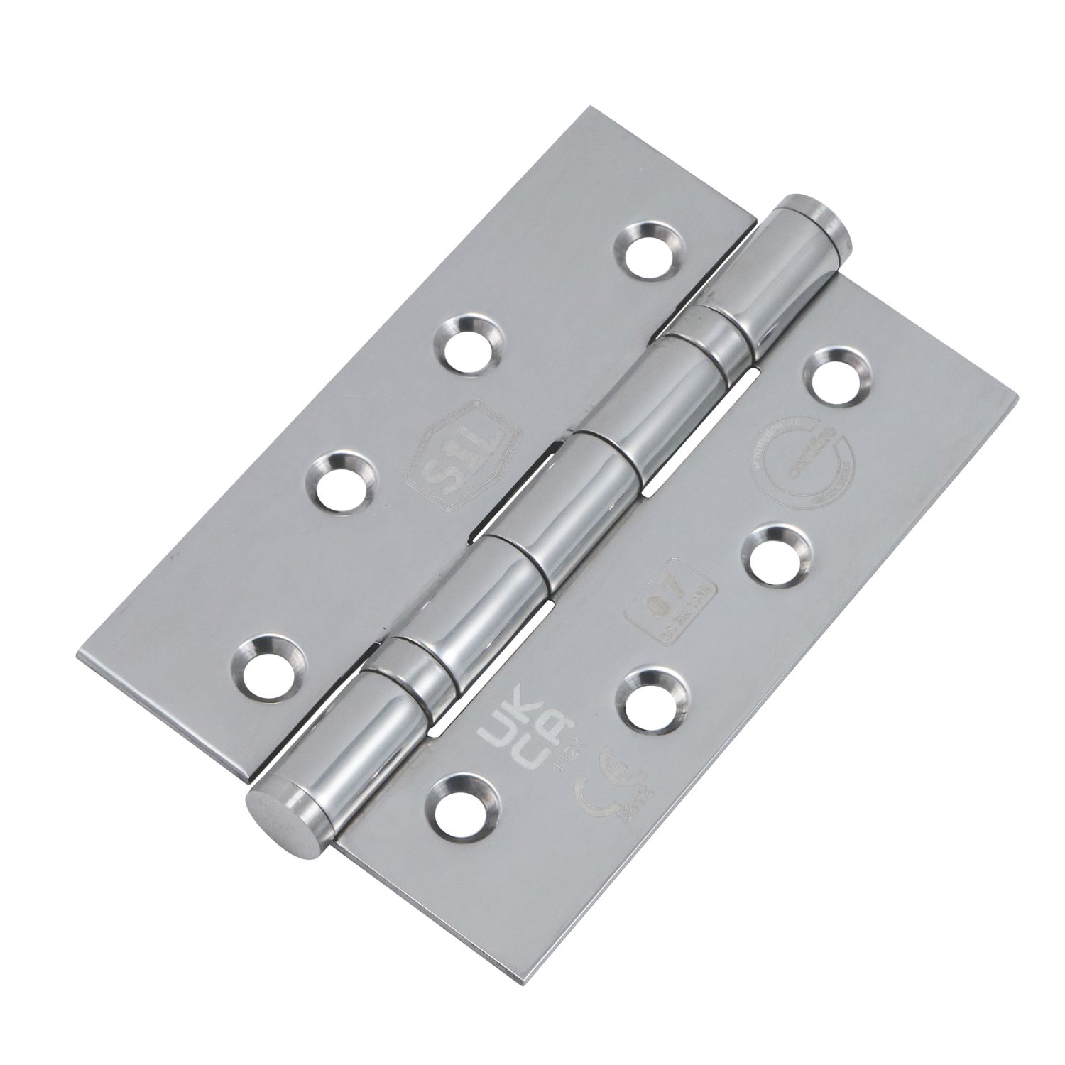 Smith & Locke Polished Stainless Steel Grade 7 Fire Rated Ball Bearing Door Hinges 102mm x 67mm 2 Pack (100PX)