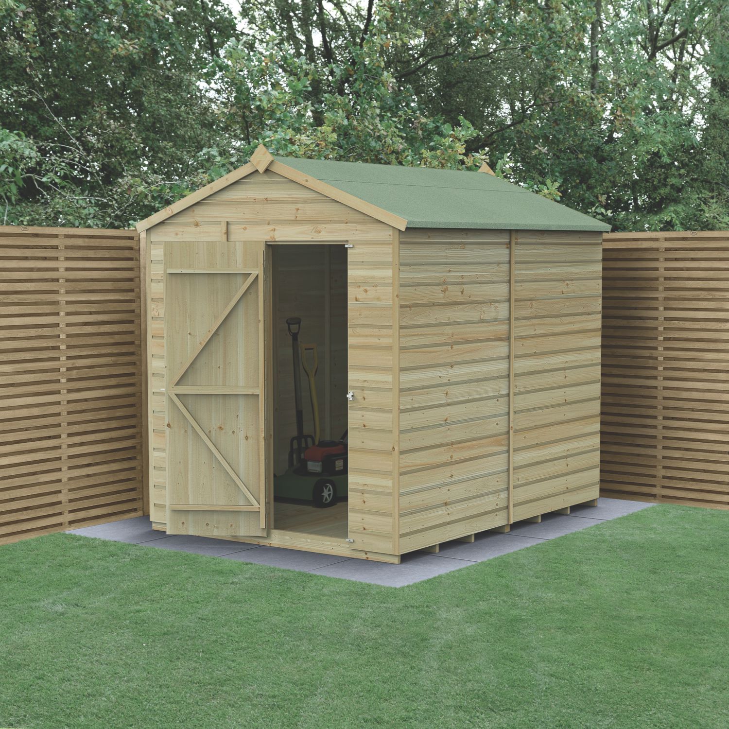 Forest Beckwood 6' x 7' 6" (Nominal) Apex Shiplap Timber Shed with Base (100RF)