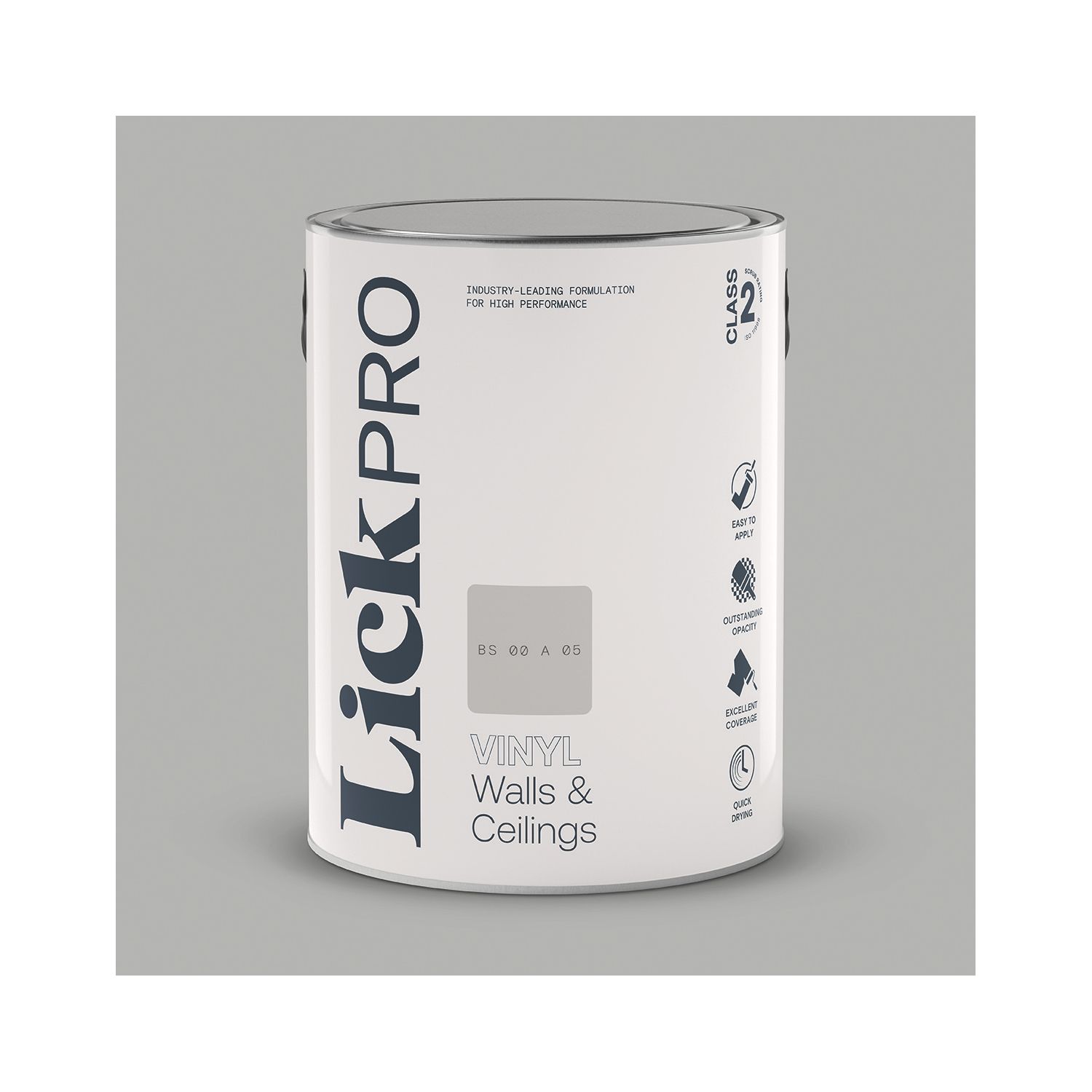 LickPro 5Ltr Grey BS 00 A 05 Vinyl Matt Emulsion Paint (100TM)