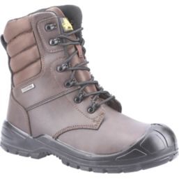 Amblers 240   Lace & Zip Safety Boots Brown Size 8