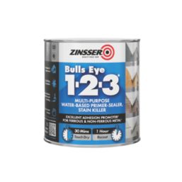 Zinsser Bulls Eye 1-2-3 1Ltr White Matt Stain Block Interior & Exterior Multi Surface Primer