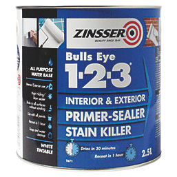 Zinsser Bulls Eye 1-2-3 Primer-Sealer White 2.5Ltr