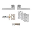 Smith & Locke Skiddaw Door Handle, Latch & Hinge Set Polished Chrome 6 Pcs