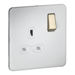 Knightsbridge  13A 1-Gang 2-Pole Switched Socket Matt White