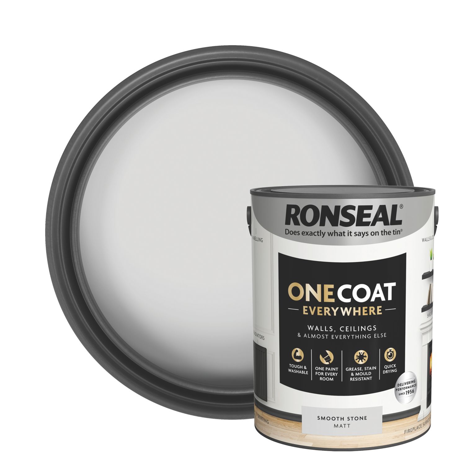 Ronseal 5Ltr Smooth Stone Matt Emulsion Multi Surface Paint (101CE)