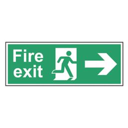Essentials  Non Photoluminescent "Fire Exit Man Right Arrow" Sign 100mm x 400mm