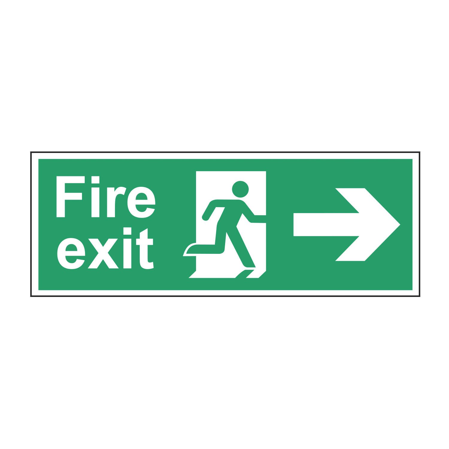Essentials Non Photoluminescent "Fire Exit Man Right Arrow" Sign 100mm x 400mm (101FG)