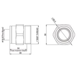 Flomasta  Brass Push-Fit Adapting Male Pipe Fitting Adaptor 22mm x 1"