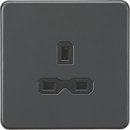 Knightsbridge  13A 1-Gang Unswitched Socket Anthracite with Black Inserts