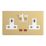 Contactum Lyric 13A 2-Gang DP Switched Socket Outlet Brushed Brass with Neon with White Inserts