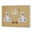 Contactum Lyric 13A 2-Gang DP Switched Socket Outlet Brushed Brass with Neon with White Inserts