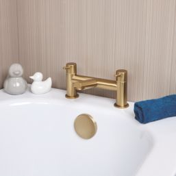 ETAL Juke Brushed Brass 112mm Deck Mounted Lever 2 Tap Holes Bath Mixer Tap
