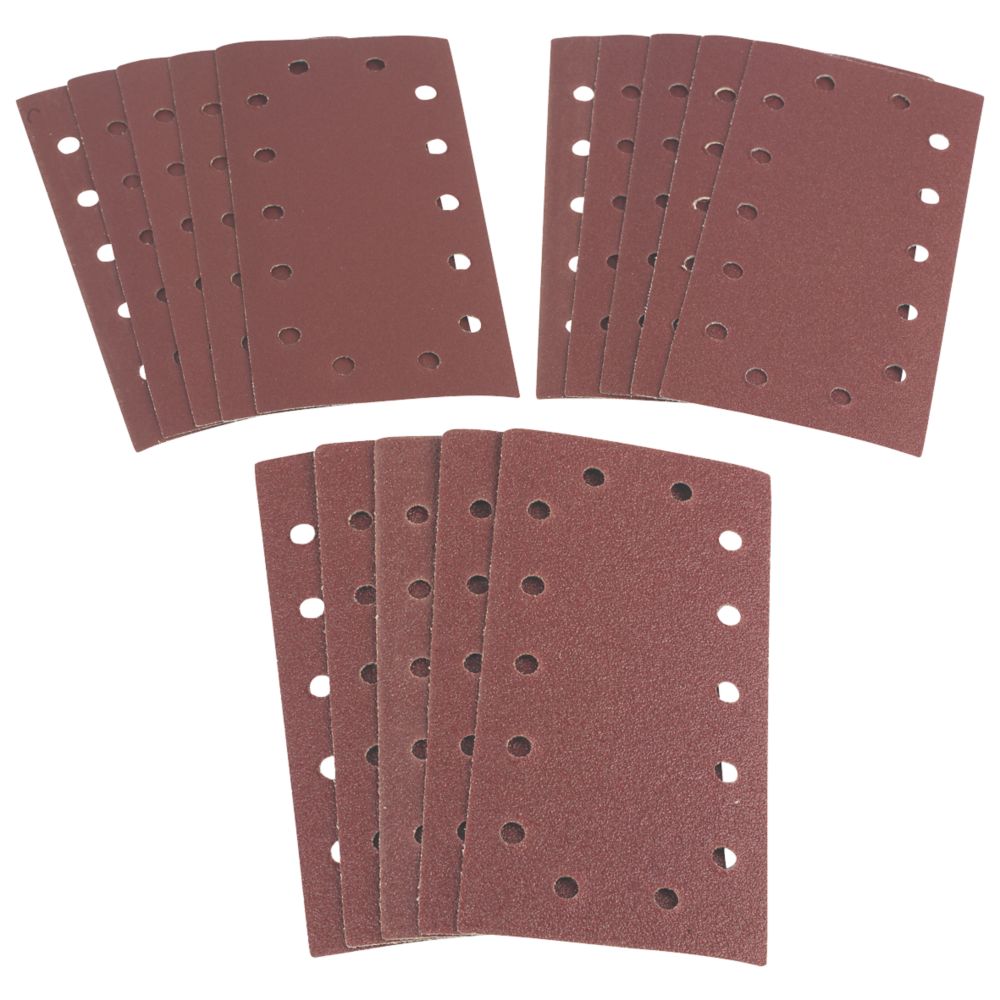 Einhell   40 / 80 / 120 Grit 14-Hole Punched Multi-Material Sanding Sheet Set 230mm x 115mm 15 Pieces
