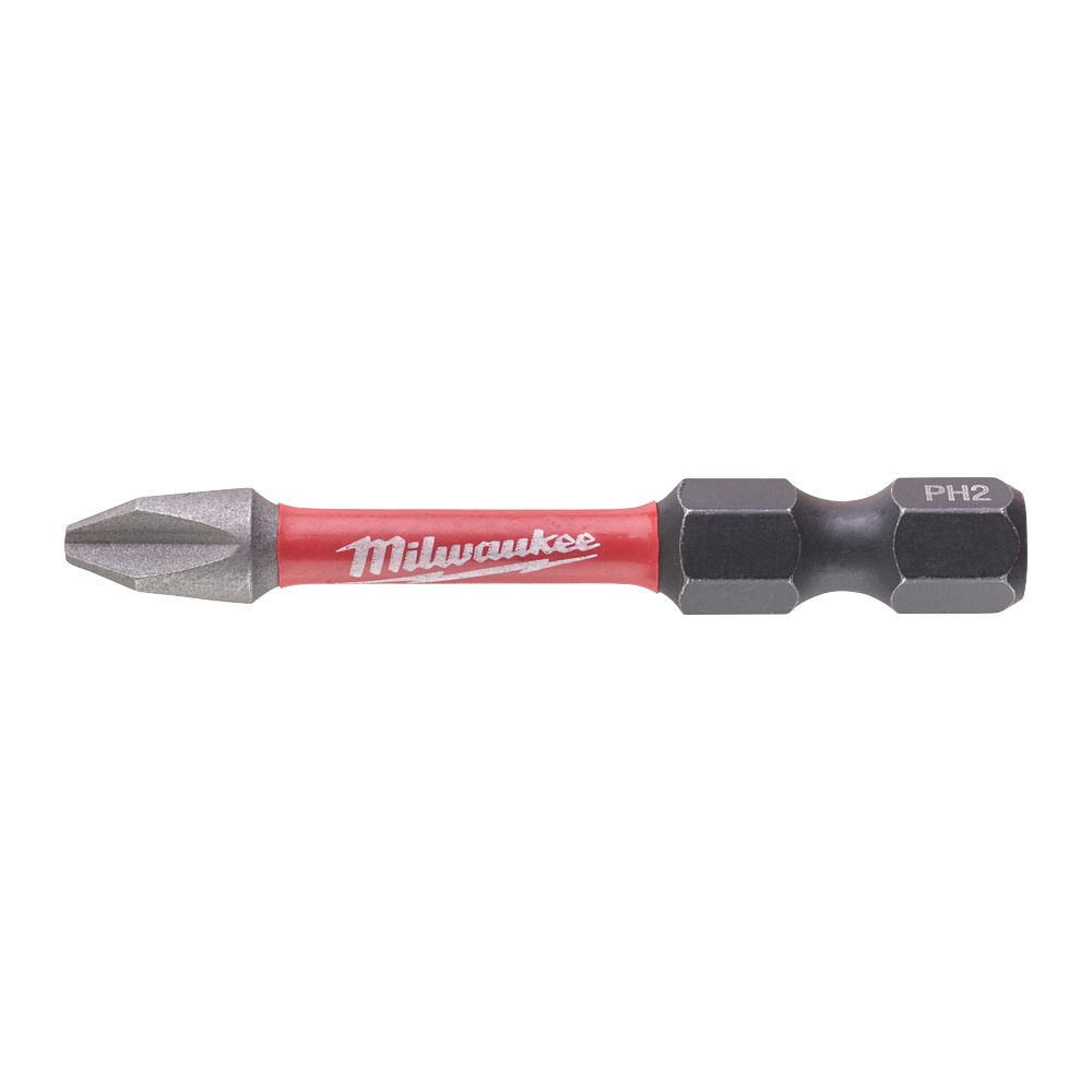 Milwaukee SHOCKWAVE 1/4 50mm Hex Shank PH2 Screwdriver Bits 10 Pack -  Screwfix