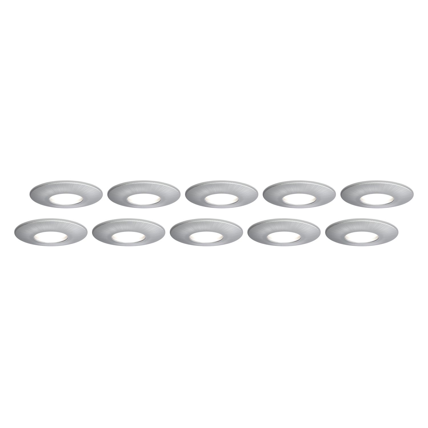 4lite Fixed Fire Rated Downlights Brushed Chrome 10 Pack (102GR)