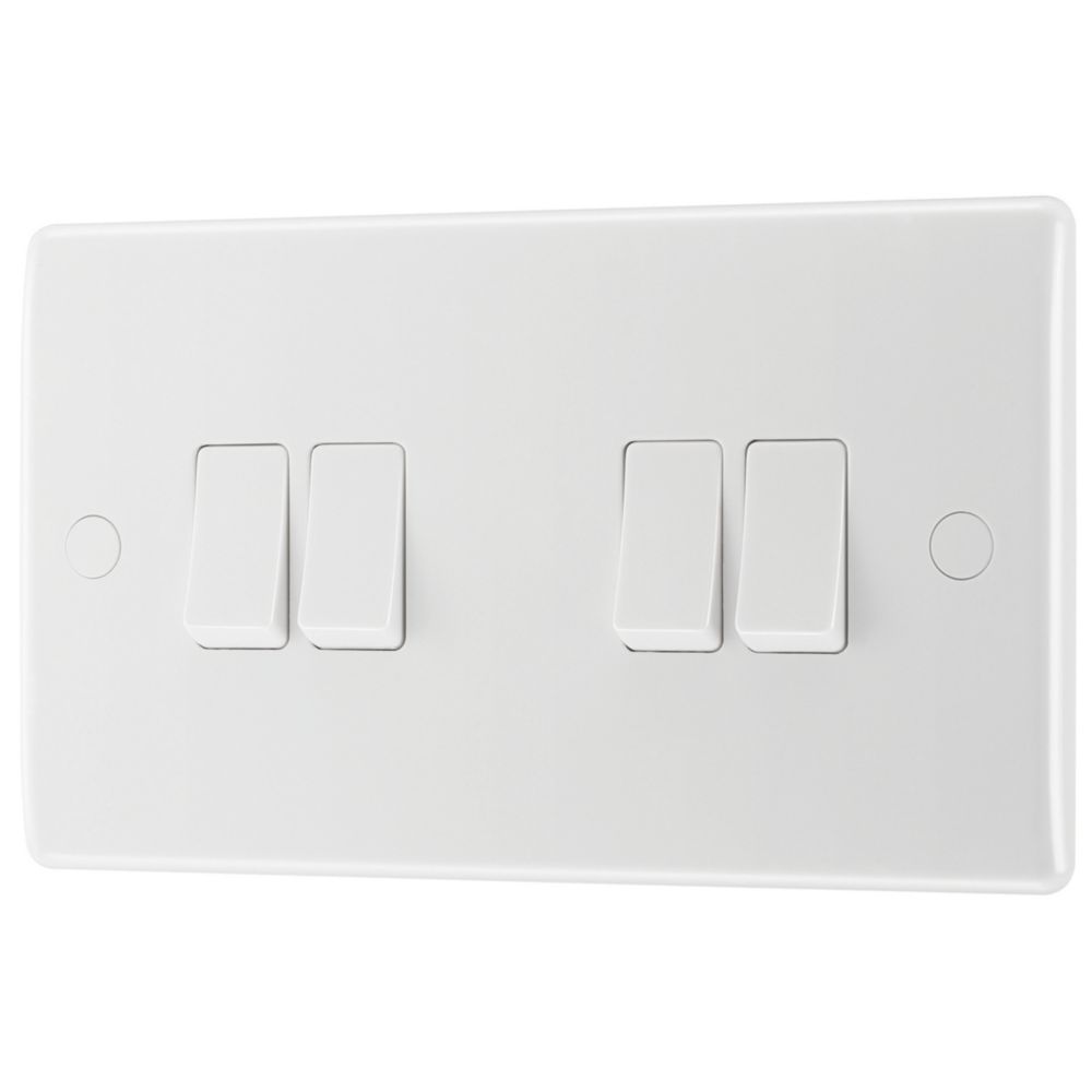British General 800 Series 10AX 4-Gang 2-Way Light Switch  White