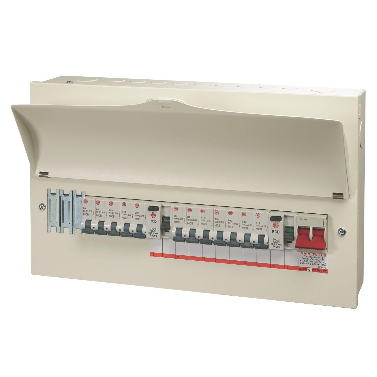Wylex 21-Module 12-Way Populated Dual RCD Consumer Unit (102JK)