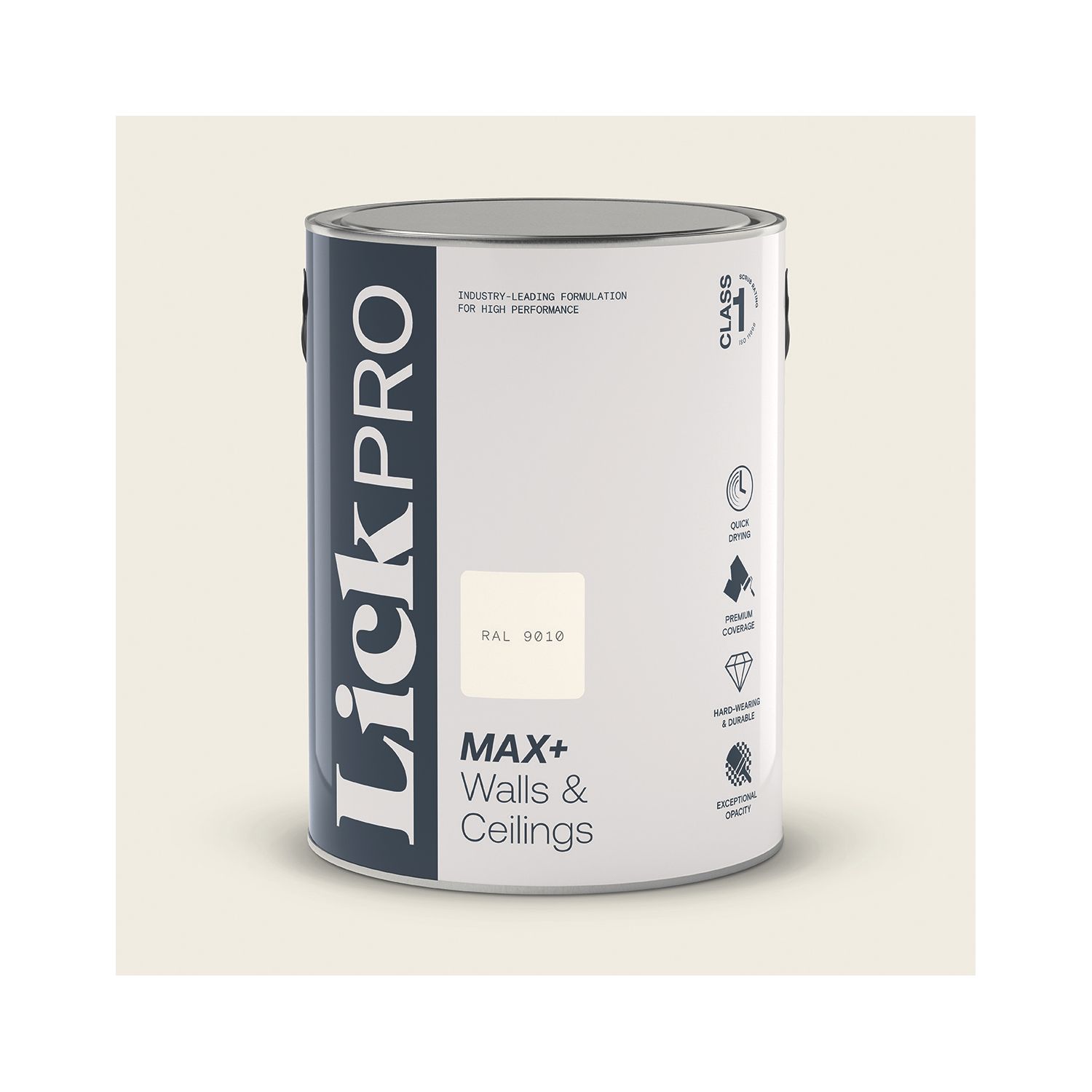 LickPro Max+ 5Ltr White RAL 9010 Eggshell Emulsion Paint (102JY)