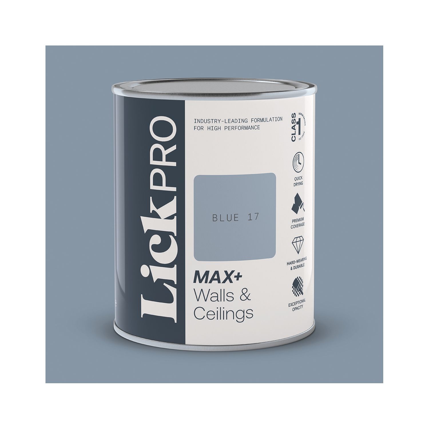 LickPro Max+ 1Ltr Blue 17 Matt Emulsion Paint (102TM)