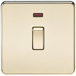 Knightsbridge  20A 1-Gang DP Control Switch Polished Brass with LED