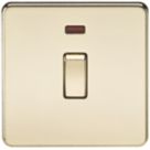 Knightsbridge  20A 1-Gang DP Control Switch Polished Brass with LED