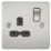 Knightsbridge  13A 1-Gang DP Switched Single Socket Brushed Chrome  with Black Inserts