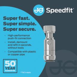 JG Speedfit Straight Service Valve with Tap Connector 15mm × 1⁄2″ Brass (Chrome Plated) 15mm x 1/2"