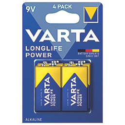 Varta Longlife Power 9V Alkaline High Energy Batteries 4 Pack
