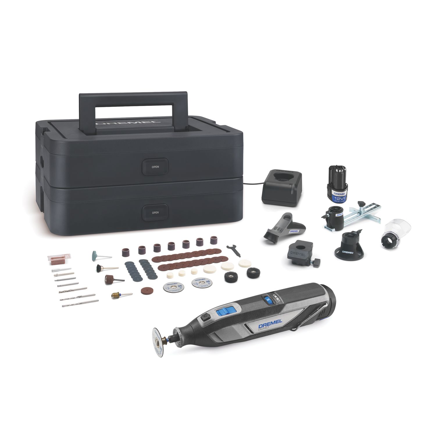 Dremel 8240-5/65 Platinum BOX 12V 2 x 2.0Ah Li-Ion Electric Multi-Tool with Accessories 66 Piece Set (103CU)