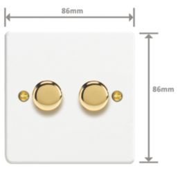 Varilight V-Pro 2-Gang 2-Way LED Dimmer Switch  Chalk White with Colour-Matched Inserts