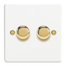 Varilight V-Pro 2-Gang 2-Way LED Dimmer Switch  Chalk White with Colour-Matched Inserts