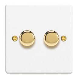 Varilight V-Pro 2-Gang 2-Way LED Dimmer Switch  Chalk White with Colour-Matched Inserts