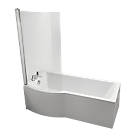 Ideal Standard Giovo Curve P-Shape Shower Bath Left-Hand Acrylic No Tap Holes 1700mm