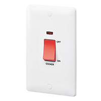 MK Base 45A 1-Gang DP Cooker Switch White with Neon with Red Inserts