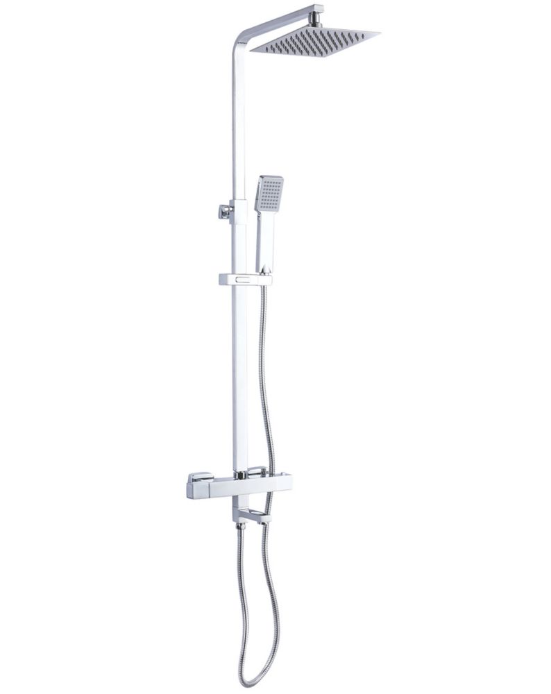 Silver Stainless Steel Exposed Thermostatic Shower Tower Panel Thermostatic Mixer Shower Set - 8