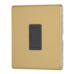 Contactum Lyric 13A Unswitched Fused Spur  Brushed Brass with Black Inserts