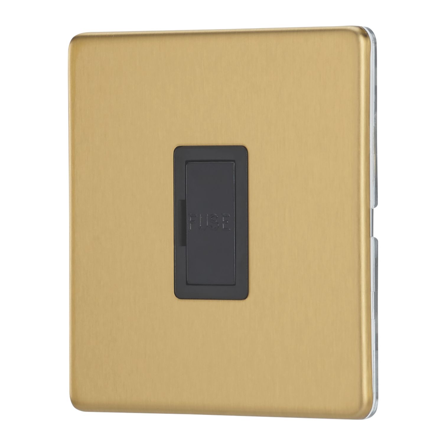 Contactum Lyric 13A Unswitched Fused Spur Brushed Brass with Black Inserts (103RP)