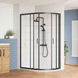 ETAL  Framed Offset Quadrant Shower Enclosure & Tray RH Matt Black 1180mm x 780mm x 1940mm