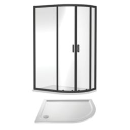 ETAL  Framed Offset Quadrant Shower Enclosure & Tray RH Matt Black 1180mm x 780mm x 1940mm