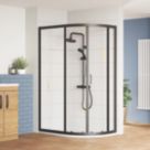 ETAL  Framed Offset Quadrant Shower Enclosure & Tray RH Matt Black 1180mm x 780mm x 1940mm