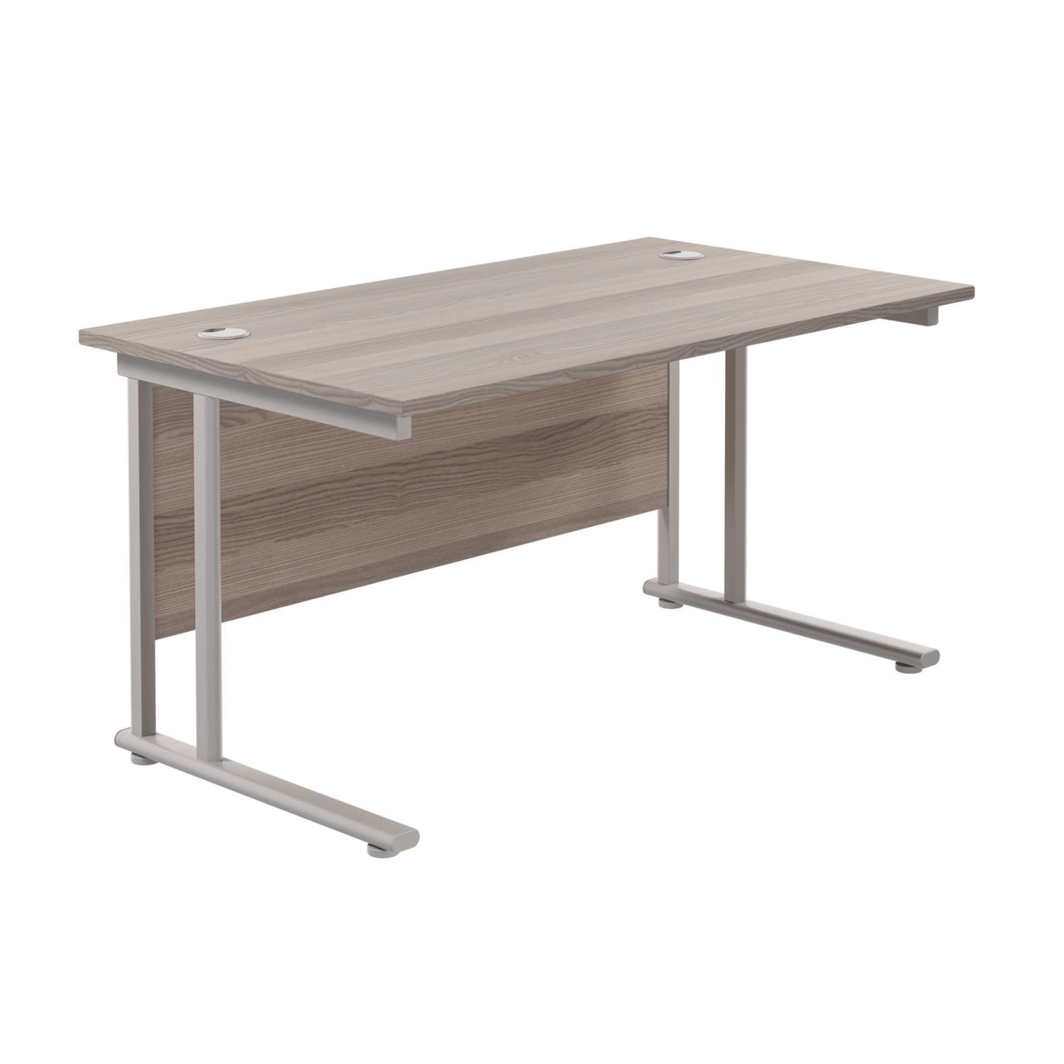 TC Group Aztec Twin Upright Rectangular Office Desk Grey Oak/Silver 1400mm x 800mm (103TT)