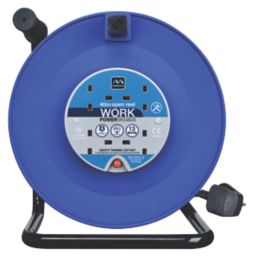 Masterplug Work Power 13A 4-Gang 40m  Large Plastic Open Reel 240V