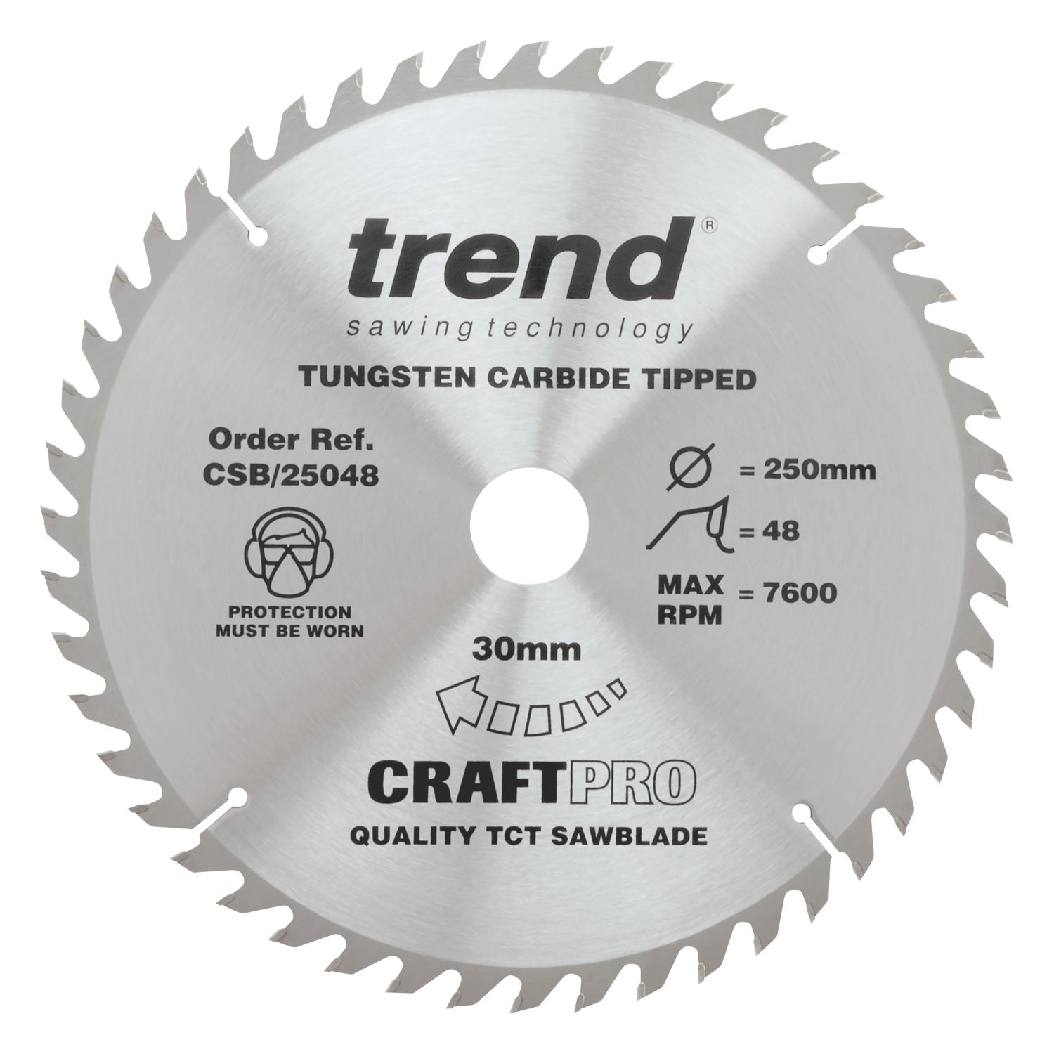 Trend CSB/25048 Wood Circular Saw Blade 250mm x 30mm 48T (103XG)