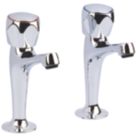Essentials  Pillar Round Head High Neck Sink Taps Chrome 1 Pair